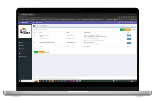 Cadastre e controle quantas Contas Financeiras você quiser.
