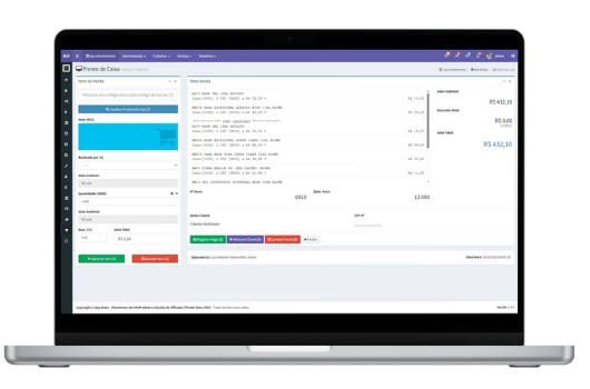Frente de Caixa e Pedidos de maneira fácil e intuitiva.